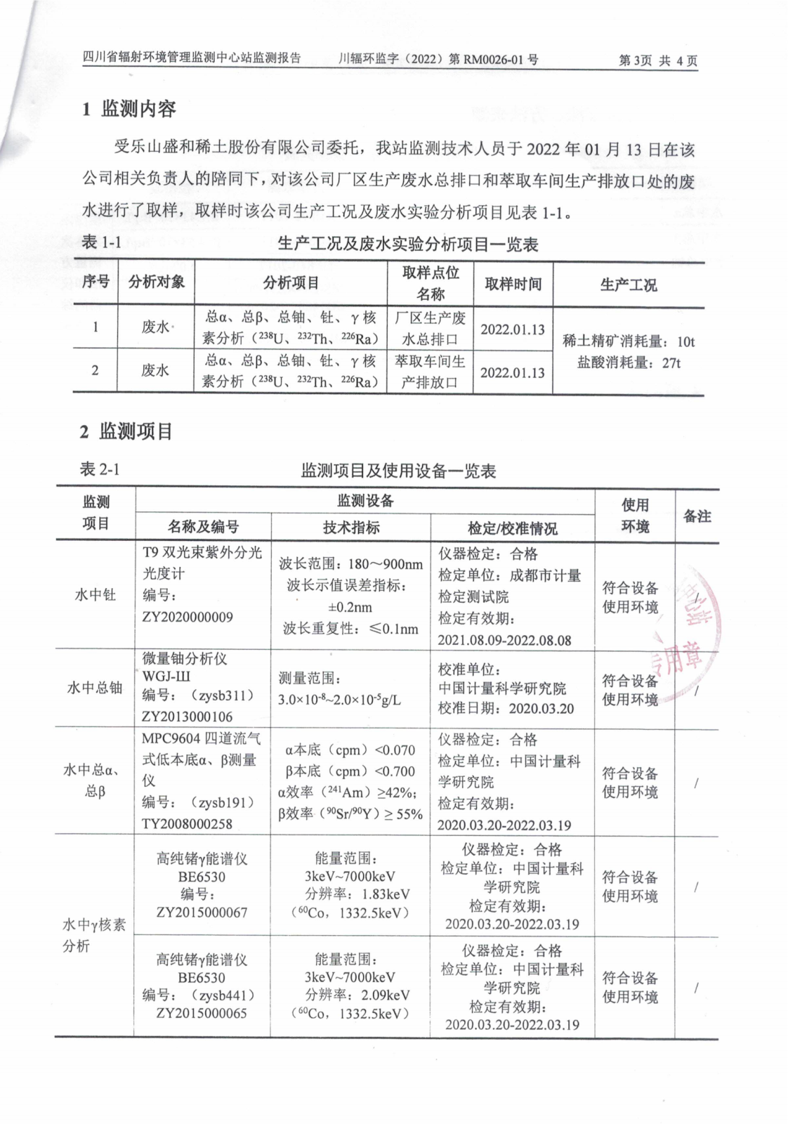 乐山盛和1月生产废水放射性水平监测报告 川辐环监字（2022）第RM0026-01号_02.png