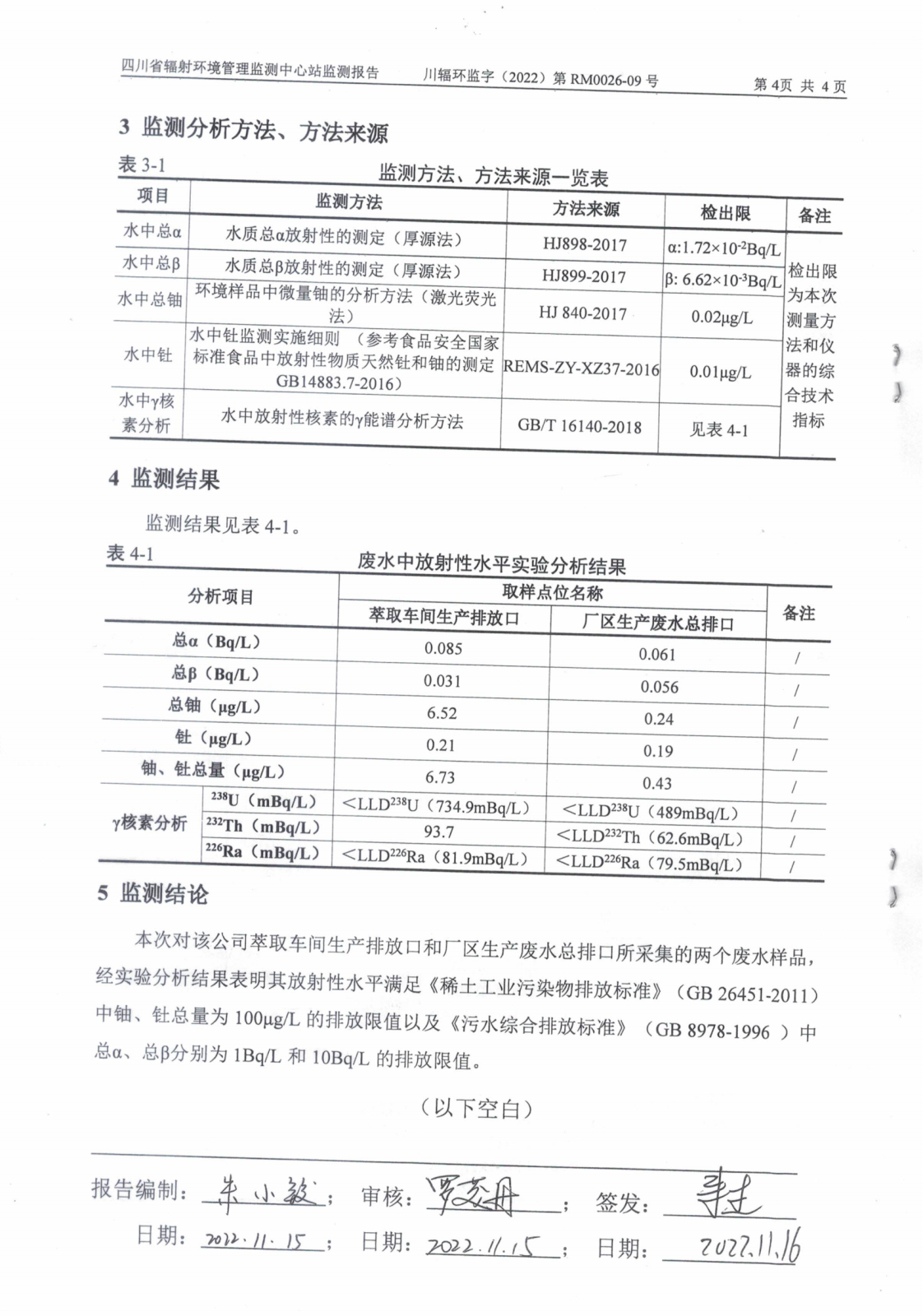 乐山盛和9月生产废水放射性水平监测报告 川辐环监字（2022）第RM0026-09号_03.png