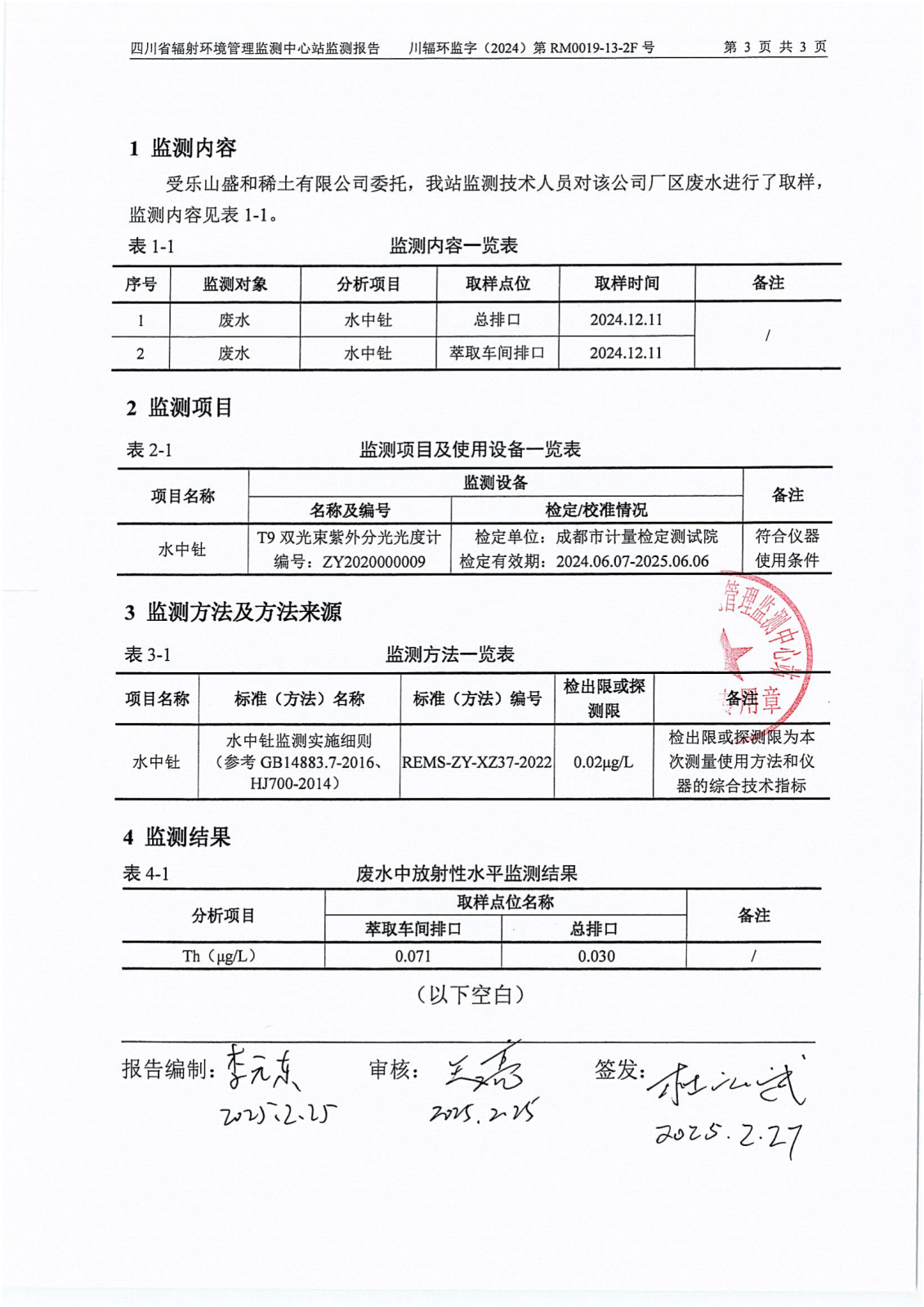 乐山盛和12月生产废水放射性水平监测报告 川辐环监字（2024）第RM0019-13-1号 钍RM0019-13-2F号_06.png